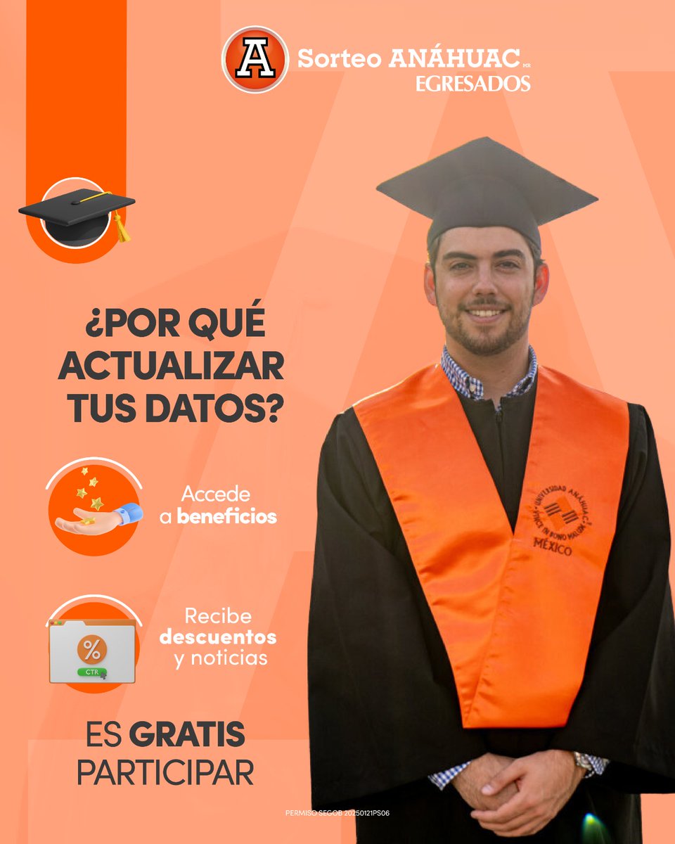 🎓✨ ¡#Egresado Anáhuac, este es tu momento!
¡Actualizar tus datos es mucho más que un trámite!

👉 Participar es GRATIS y te conecta con tu comunidad universitaria.

sorteoanahuac.mx/sorteo-egresad…  🔗 

Actualiza hoy mismo y forma parte del Sorteo Anáhuac Egresados.