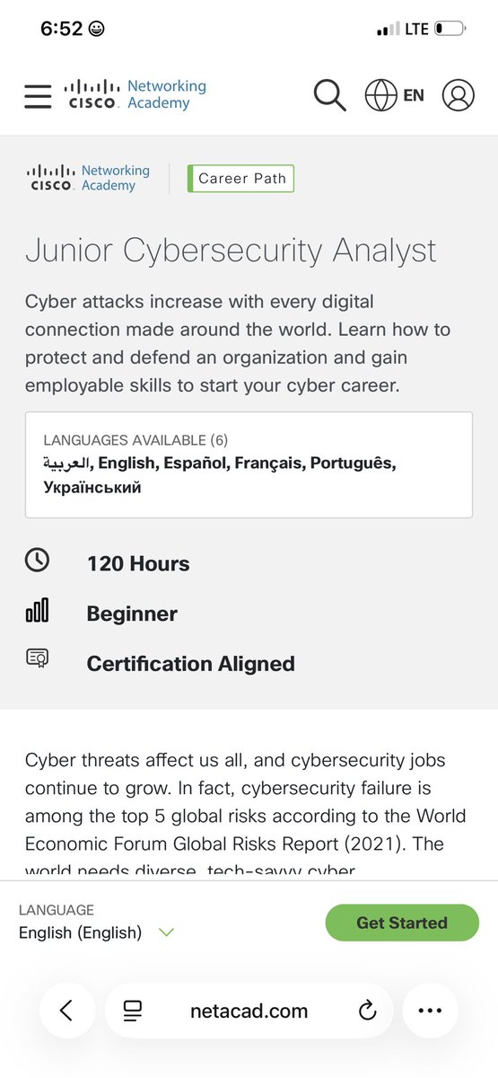 elormkdaniel's tweet image. Cisco has a free Premium Cybersecurity course with a certificate of completion which is also beginner friendly 

Take advantage of it now using the link below 

netacad.com/career-paths/c…