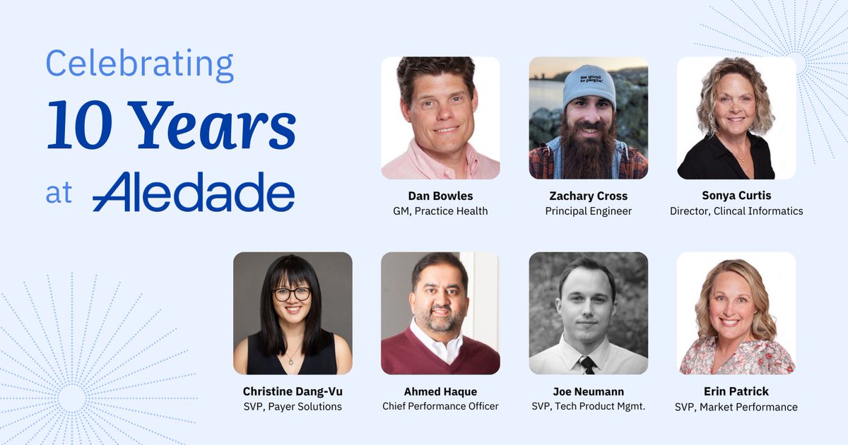 AledadeACO's tweet image. This week, we are celebrating colleagues who have reached their 10-year milestone with Aledade! These dedicated Aledaders have helped build our mission to transform primary care. Their commitment to #ValueBasedCare has been instrumental in our success - from supporting a handful…