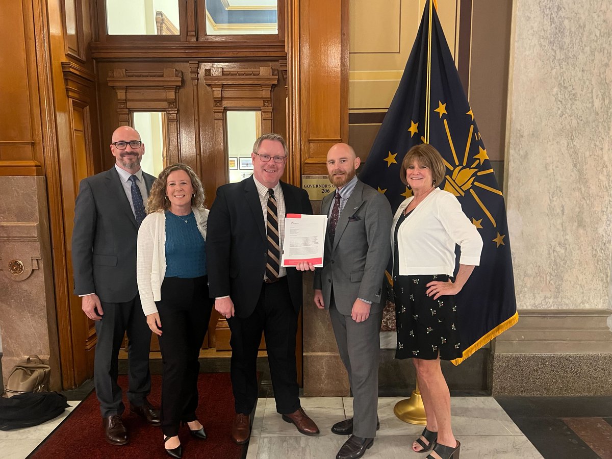 Today, leaders from Prosperity Indiana's Board, Members, and staff delivered our letter signed by nearly 700 Hoosiers and organizations urging <a href="/GovBraun/">Governor Mike Braun</a> to create and convene a Commission on Housing Safety, Stability, &amp; Affordability.