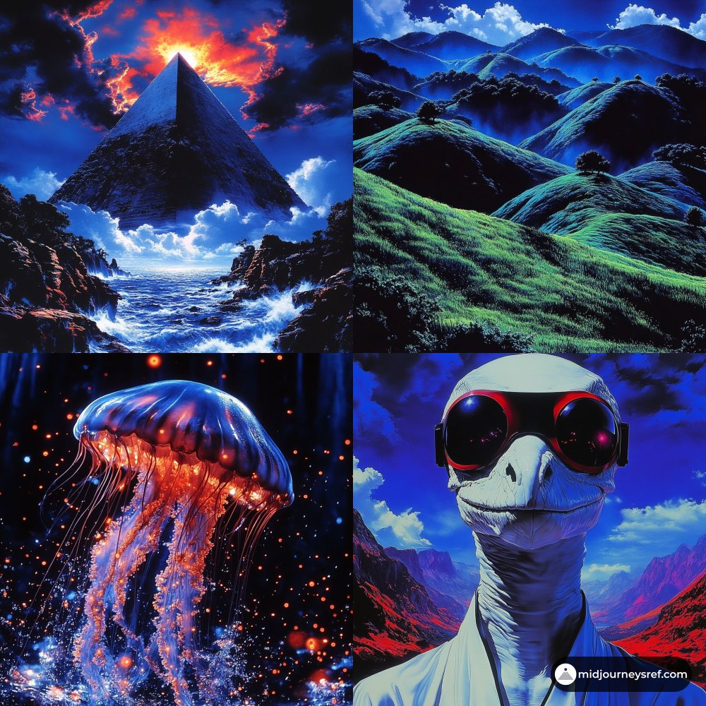 Turn scenes into bioluminescent sci‑fi art. ✨
Try: your scene, Surreal Luminescence, Deep Sea Neon, Cinematic Rendering --sref 2233419312 --v 6.1 --sv4
For posters, album art, UI. 🚀#midjourney #sref