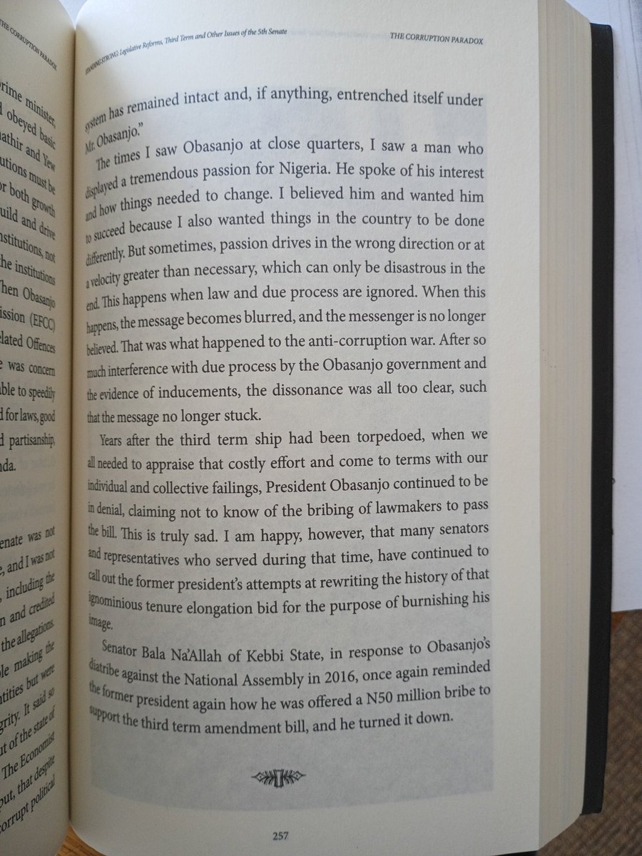 ChidiOdinkalu's tweet image. President Olusegun Obasanjo claims he didn&apos;t seek a #ThirdTerm.  @SenKenNnamani, President of @SenateNGR at the time, writes in his 2019 memoirs #StandingStrong, on p. 257 that OBJ is &quot;rewriting the history of that ignominious....bid for the purpose of burnishing his image.&quot;