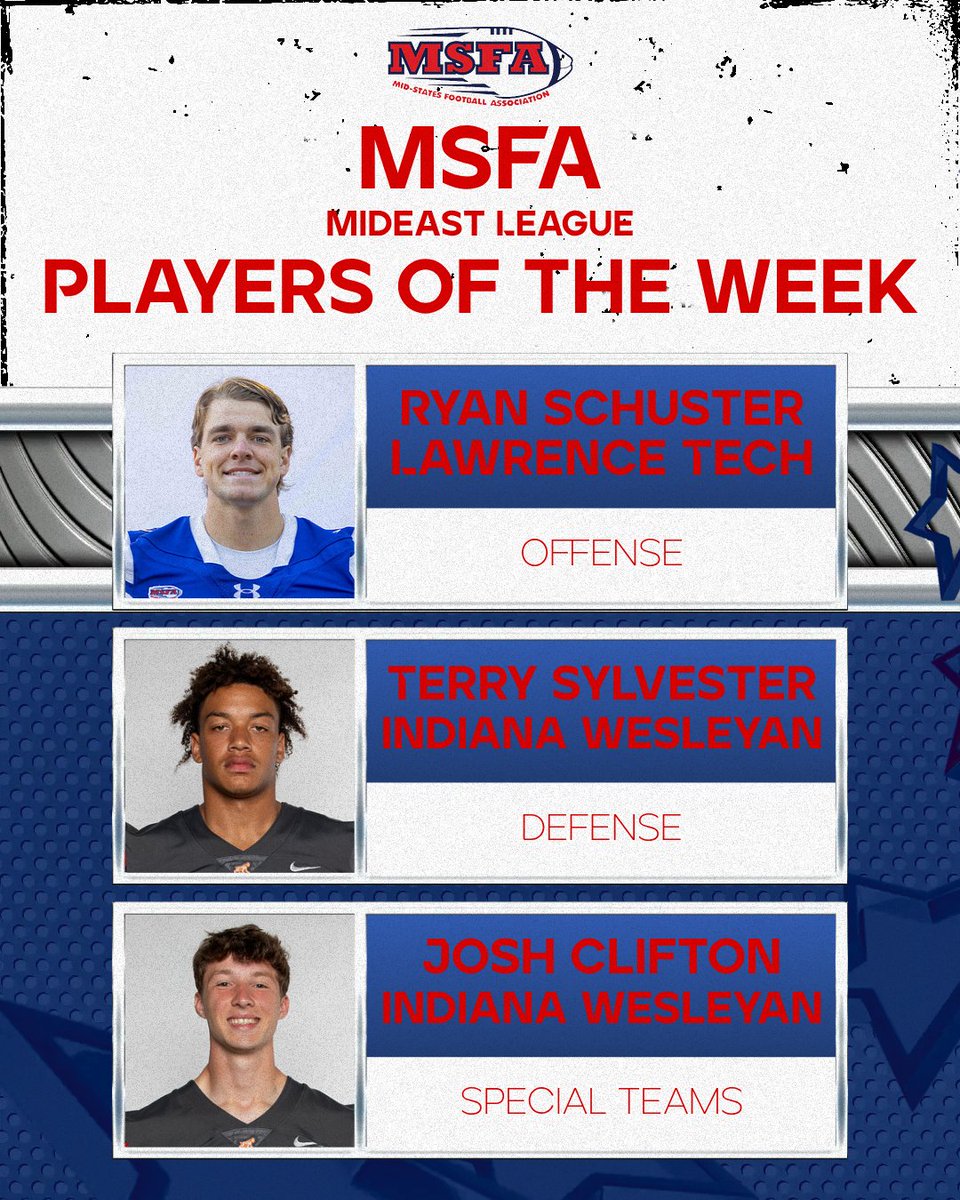 Congratulations to this week's MSFA Players of the Week!

Midwest: tinyurl.com/3d3rdvz2
Mideast: tinyurl.com/545dtts9