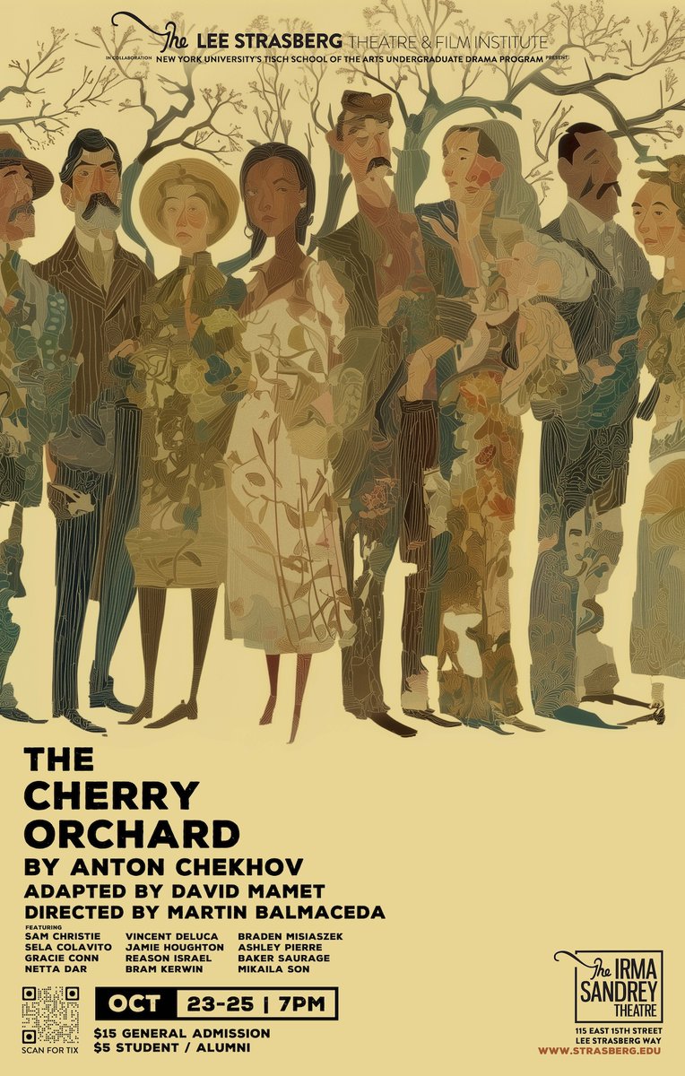 LSTFI is thrilled to announce our #NYU Fall Production: The Cherry Orchard! 🌸

Directed by Martin Balmaceda, this bold David Mamet adaptation offers a fresh, audacious take on Chekhov’s timeless classic.

📅 October 23–25, 2025 at 7:00 PM
🎟 Tickets at cherryorchard-lstfi.eventbrite.com