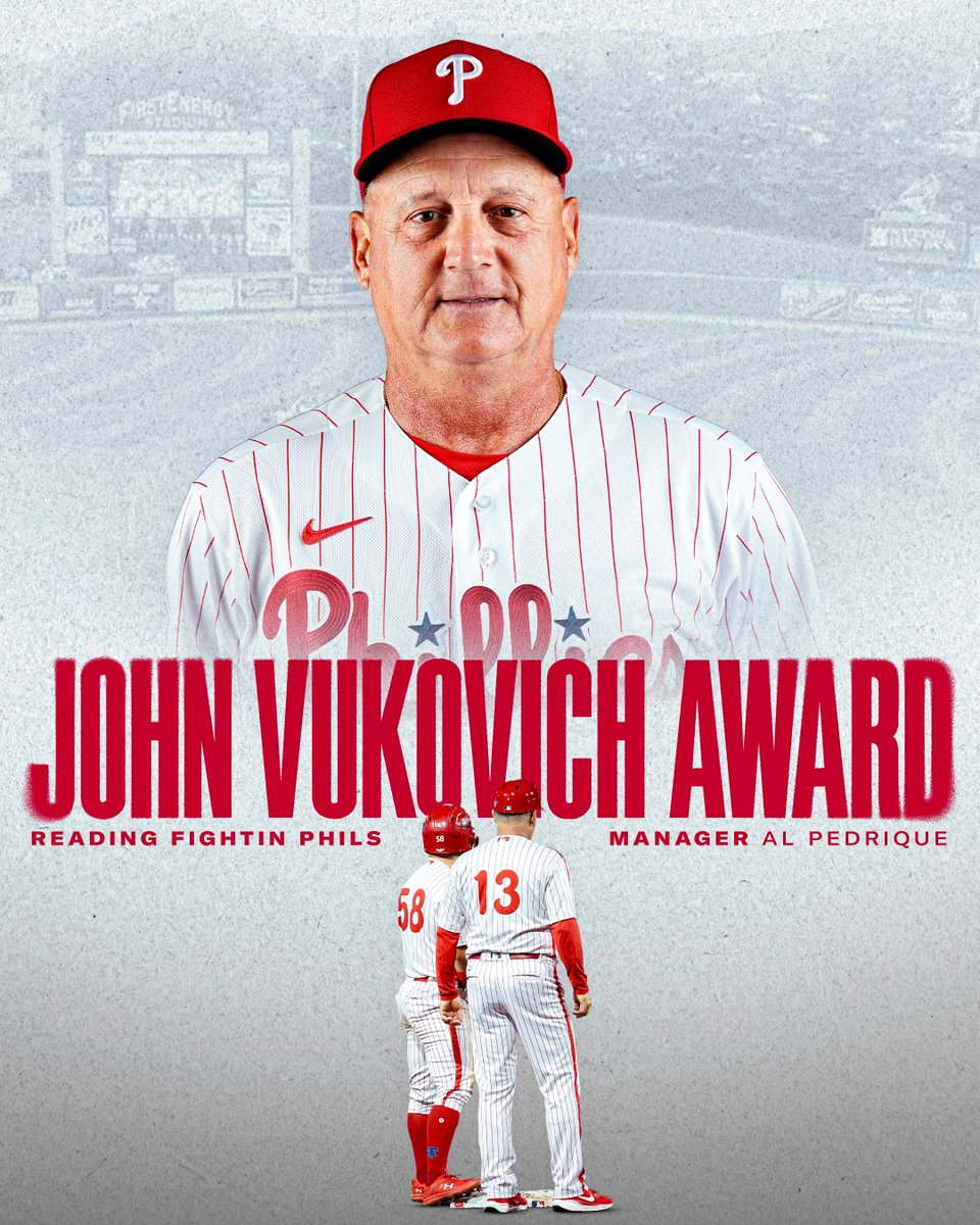PhilsPlayerDev's tweet image. Reading Fightin Phils manager Al Pedrique has been selected as this year&apos;s John Vukovich Award recipient!

The award was established to honor John Vukovich, the longest-tenured coach in Phillies history, and is presented annually to an instructor in the organization who embodies…