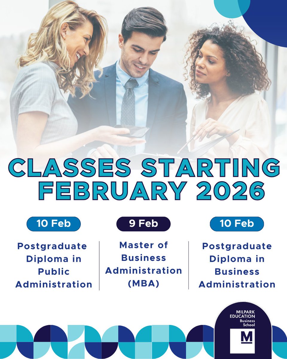 MilparkEd's tweet image. Take the next step in your leadership journey with Milpark Business School, where purpose meets performance.

Learn more and apply today and shape your future with us: pulse.ly/ftvdtfazcb

#MilparkBusinessSchool #ApplicationsOpen