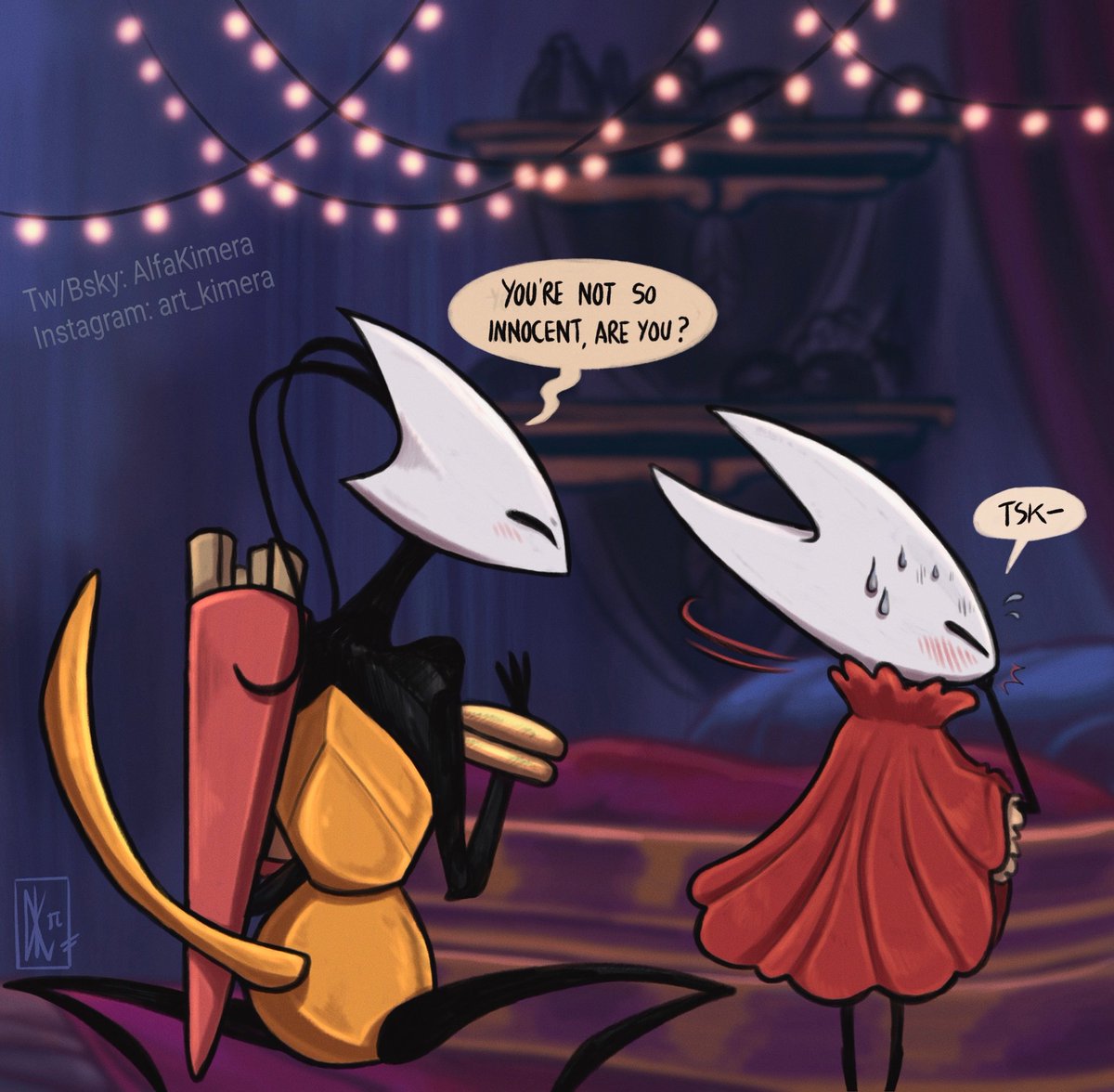 Oh no, there's only one bed, what a shame... ❤️🧡
Lil Silksong comic for all the bug yuri fans ~ 
#silksong #silksongfanart