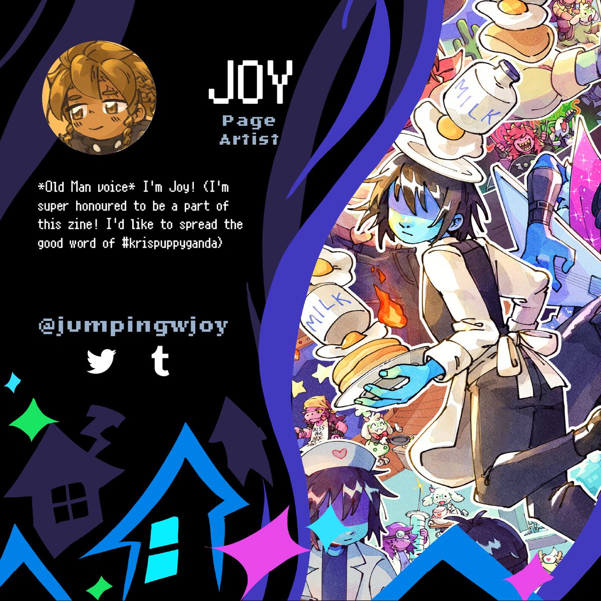 Next up, we have <a href="/jumpingwjoy/">Joy🌱✨</a>!! Her steady lineart and entrancing textures come together to create wonderfully memorable compositions ✨✨
#DELTARUNE