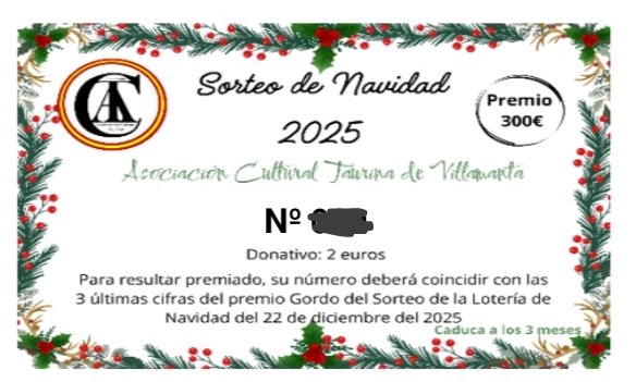 Ya tenemos las papeletas del sorteo de Navidad.¡¡Colabora en su compra para poder seguir fomentando la tauromaquia en Villamanta.