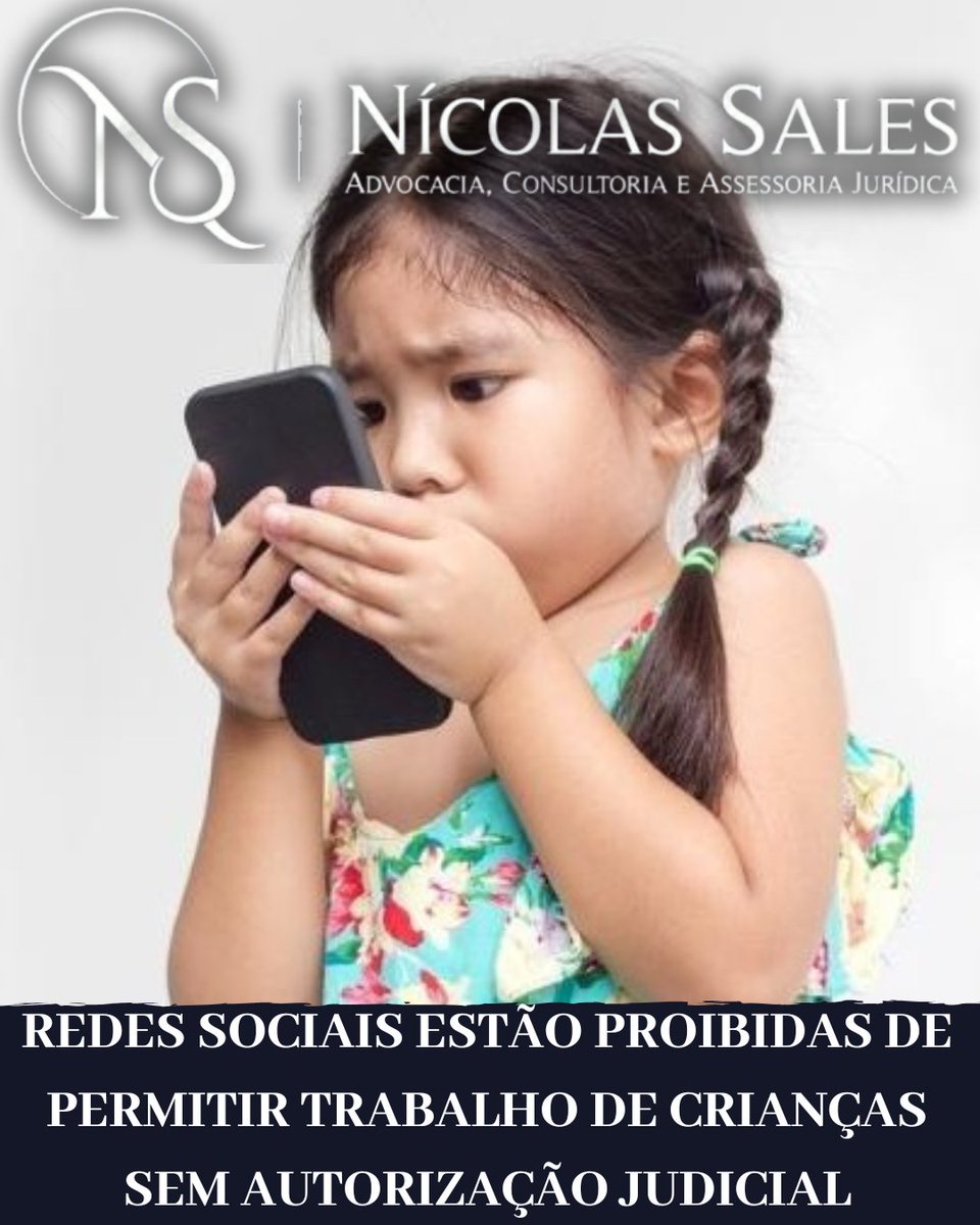 nicolassalesadv's tweet image. Decisão da 7ª Vara do Trabalho de São Paulo/SP obriga as redes sociais a não admitir a exploração de trabalho infantil artístico sem prévia autorização judicial, sob pena de multa.
Processo 1001427-41.2025.5.02.0007

#redessociais #autorizacaojudicial #liminar #adultizacao #felca