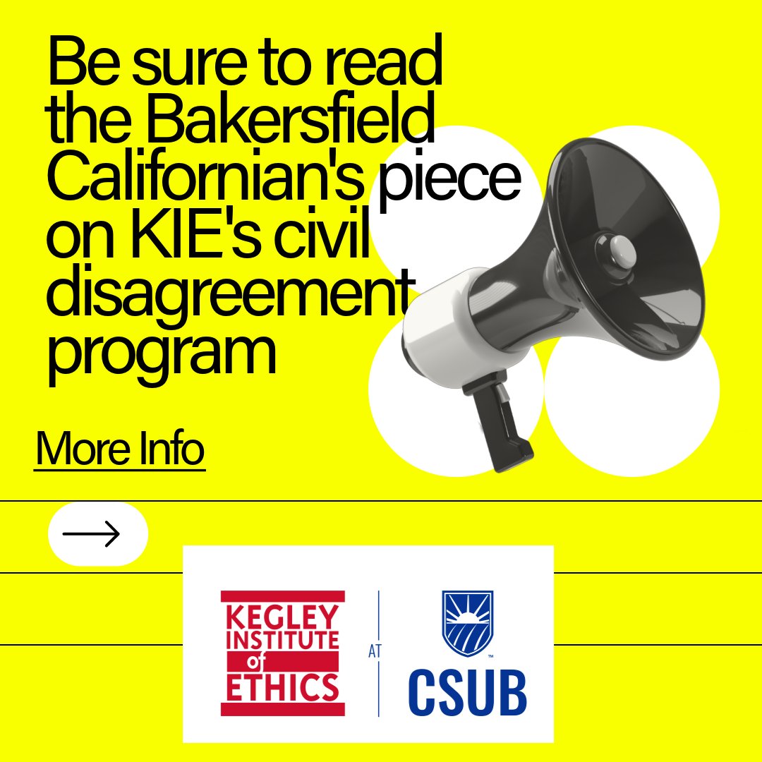 KegleyEthics's tweet image. Read how CSUB’s groundbreaking program is teaching students to bridge divides — featured in The Bakersfield Californian! #CSUB #ICDP #CivilDiscourse #FutureLeaders