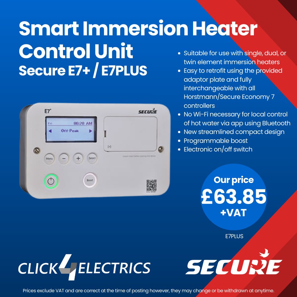 🌟 Upgrade your boiler control with the Secure E7+ / E7PLUS Smart Immersion Heater Control Unit! Effortlessly schedule hot water via app, slash energy bills, &amp; enjoy peace of mind with remote monitoring.

📲 Order yours today bit.ly/4msa1mE 

#Install #Trades #Heating