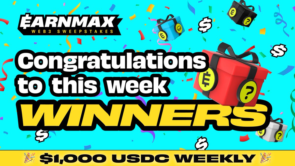 🚨 2 USDC DRAWS DONE  🚨

🎉 Congrats to this week’s WEEKLY WINNERS 🏆
… and to all our DAILY WINNERS who cashed in every single day 🙌

🕒 Daily + Weekly Draws, 5PM UTC
👉 max.earnm.com