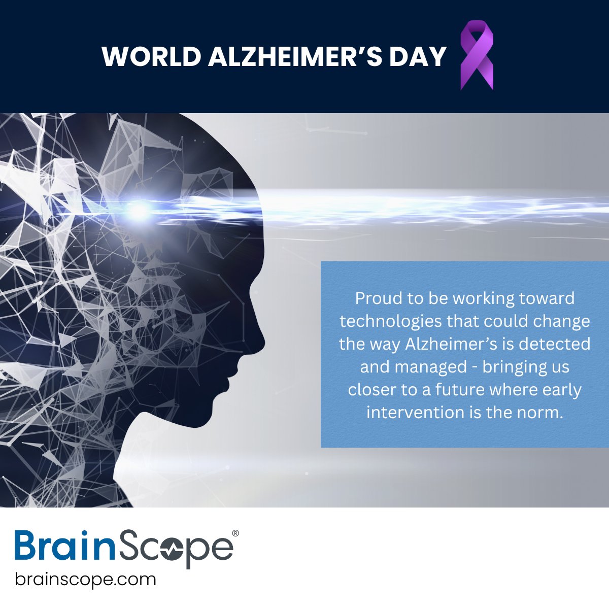 BrainScope's tweet image. #WorldAlzheimersDay — a reminder of the urgent need for earlier detection &amp;amp; better outcomes.
At BrainScope, we’re advancing AI-powered EEG to unlock novel biomarkers for earlier diagnosis, trial recruitment &amp;amp; improved care. brainscope.com