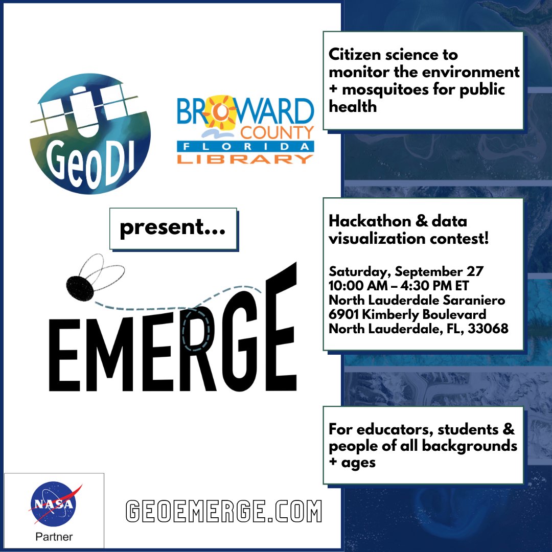 SciStarter (@scistarter) on Twitter photo There's still time to register! geoemerge.com/hackathon-data…
<a href="/FLInnovation/">Florida Community Innovation</a> <a href="/BrowardLibrary/">Broward County Library</a> <a href="/GLOBEProgram/">The GLOBE Program</a> There's still time to register! geoemerge.com/hackathon-data…
<a href="/FLInnovation/">Florida Community Innovation</a> <a href="/BrowardLibrary/">Broward County Library</a> <a href="/GLOBEProgram/">The GLOBE Program</a>