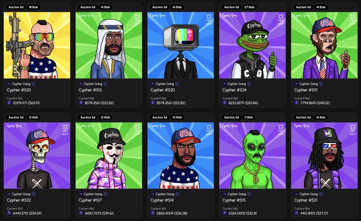Cypher Gang NFT (@cyphergangnft) on Twitter photo 🔥 150+ bids on <a href="/CypherGangNFT/">Cypher Gang NFT</a> in under 1 hour on @Soon_Market 🚀
⚡ Started at 1 $XPR
💰 Top bid: 10374.971 $XPR ($63.91)
🔻 Lowest: 4410.8901 $XPR ($27.17)
🔗 150+ on-chain txs on <a href="/XPRNetwork/">XPR Network</a>
No gas. Instant finality. Built different 🔥 150+ bids on <a href="/CypherGangNFT/">Cypher Gang NFT</a> in under 1 hour on @Soon_Market 🚀
⚡ Started at 1 $XPR
💰 Top bid: 10374.971 $XPR ($63.91)
🔻 Lowest: 4410.8901 $XPR ($27.17)
🔗 150+ on-chain txs on <a href="/XPRNetwork/">XPR Network</a>
No gas. Instant finality. Built different
