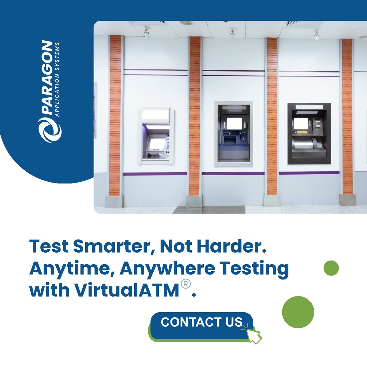 ParagonEdge's tweet image. Still tied to a physical ATM lab? 🚫 Paragon’s VirtualATM lets you test 24/7 from anywhere.

✅ Faster releases
✅ Fewer bugs
✅ Happier teams

👉 Ready to upgrade your ATM testing game? Learn more, here: hubs.li/Q03K3Zvg0

#ATMTesting #FintechTools #QAautomation