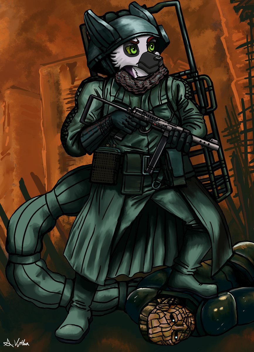 SanthanVutha's tweet image. Here&apos;s a commission done for Kare on FA featuring his lemur sona in the world of The Forever Winter!