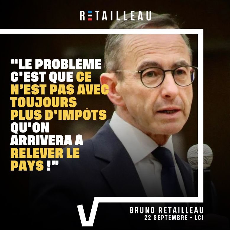 ForceRep_fr's tweet image. .@BrunoRetailleau : « Le problème c’est que ce n’est pas avec toujours plus d’impôts qu’on arrivera à relever le pays ! » #AvecRetailleau