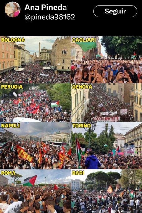 EuprepioPadula's tweet photo. Hoy #Italia se ha levantado con dignidad.
Mientras el gobierno mira hacia otro lado y permanece cómplice del genocidio en #Gaza, el pueblo italiano ha parado el país entero para gritar basta. Basta de silencio, basta de complicidad, basta de indiferencia.

El coraje del pueblo contrasta con la cobardía del poder. No es una huelga cualquiera: es un grito de humanidad. Es la voz de quienes no aceptan que se masacre a un pueblo bajo bombas y hambre mientras Europa calla.

El gobierno italiano debe escuchar y actuar. No basta con declaraciones vacías: Italia debe reconocer ya al Estado palestino. Es el único gesto político y moral a la altura de su historia democrática y de los valores que dice defender.

Hoy, Italia no está en huelga: Italia está en pie. Y Palestina no está