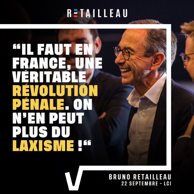 ForceRep_fr's tweet image. .@BrunoRetailleau : « Il faut en France, une véritable révolution pénale. On n’en peut plus du laxisme ! » #AvecRetailleau