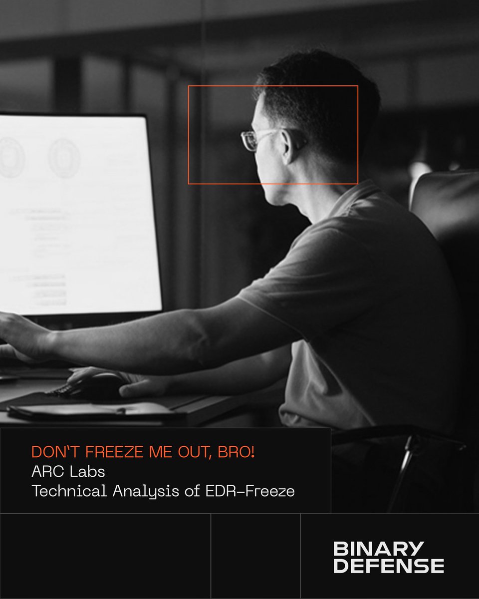 Binary_Defense's tweet image. EDR-Freeze puts endpoint agents into a coma.
No driver. No kernel exploit. Just Windows itself turned against defenders.
Head of ARC Labs and Deputy CTO, @_Dwyer_ , explains how it works and how to spot it.
binarydefense.com/resources/blog…