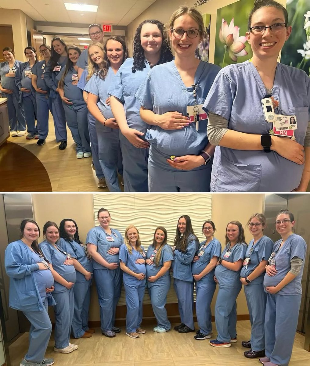 14 Nurses are all pregnant at the same time at HSHS St. 

Vincent Hospital in Green Bay, Wisconsin, USA.
