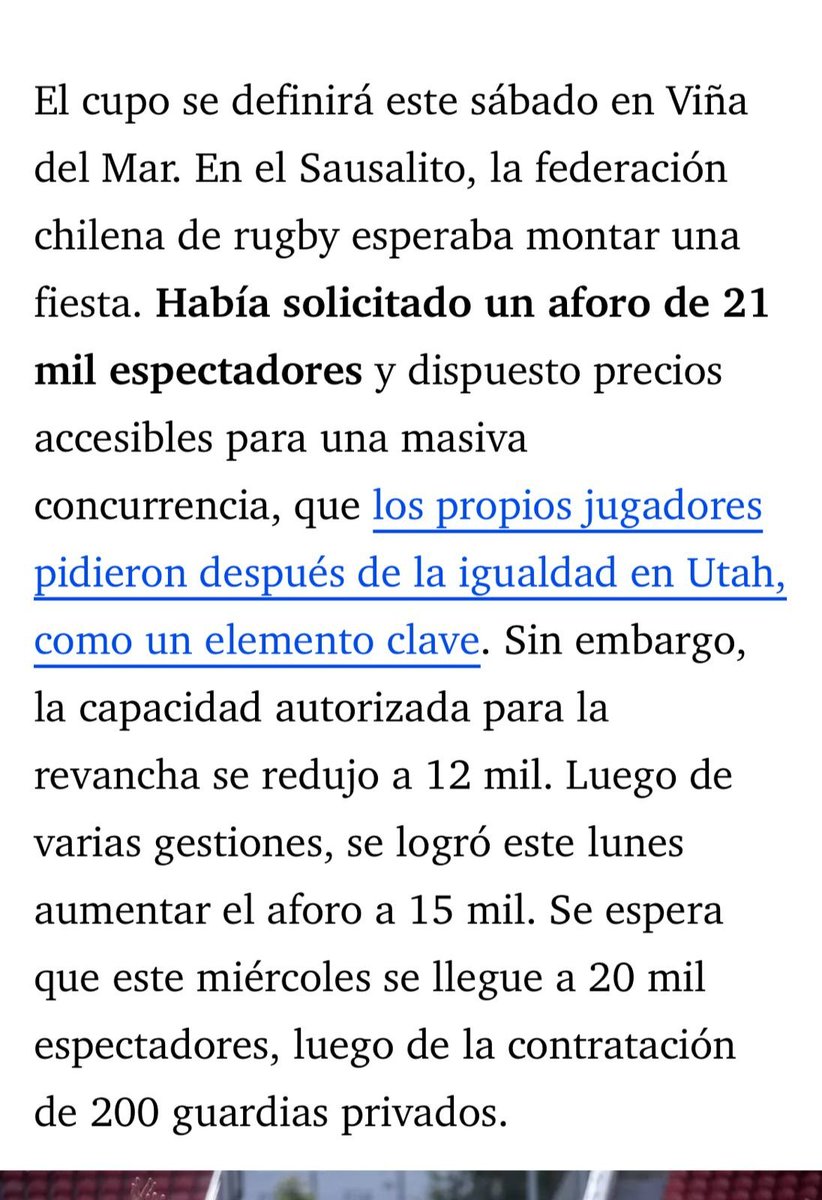 Ojala sea cierto lo que dice esta noticia y se logre llegar a 20 mil personas 🙏🏉🇨🇱