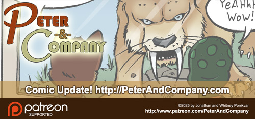 In today's new page of Peter &amp; Company, Peter comes face-to-face with one of his prehistoric ancestors! (link below) #webcomic #furryart