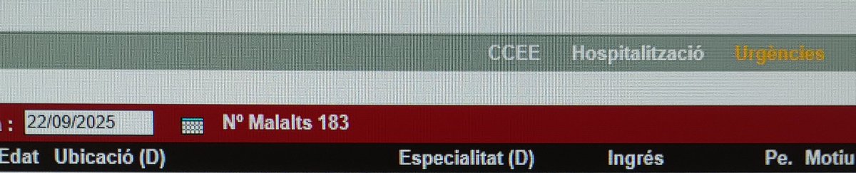 22/09/2025
183 pacients a Urgències de l'Hospital del Mar 
34 superen les 24 hores 
El més antic supera les 134 hores
Pacient de 98 anys supera les 55 hores
82 anys, 54 hores
93 anys, 52 hores 
Com cap d'ells és familia de gerents i gestors de <a href="/salutcat/">Salut</a> i <a href="/govern/">Govern de Catalunya</a> no foten res.