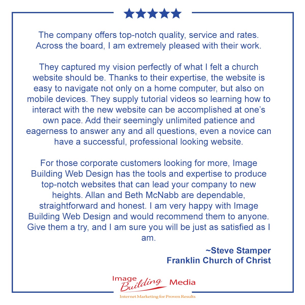 ImageBuilding's tweet image. Websites need to be both computer and mobile-friendly! Thank you for trusting us with your website, Steve! bit.ly/3UMEUGm #mobile-friendly #websitedevelopment #internetmarketing