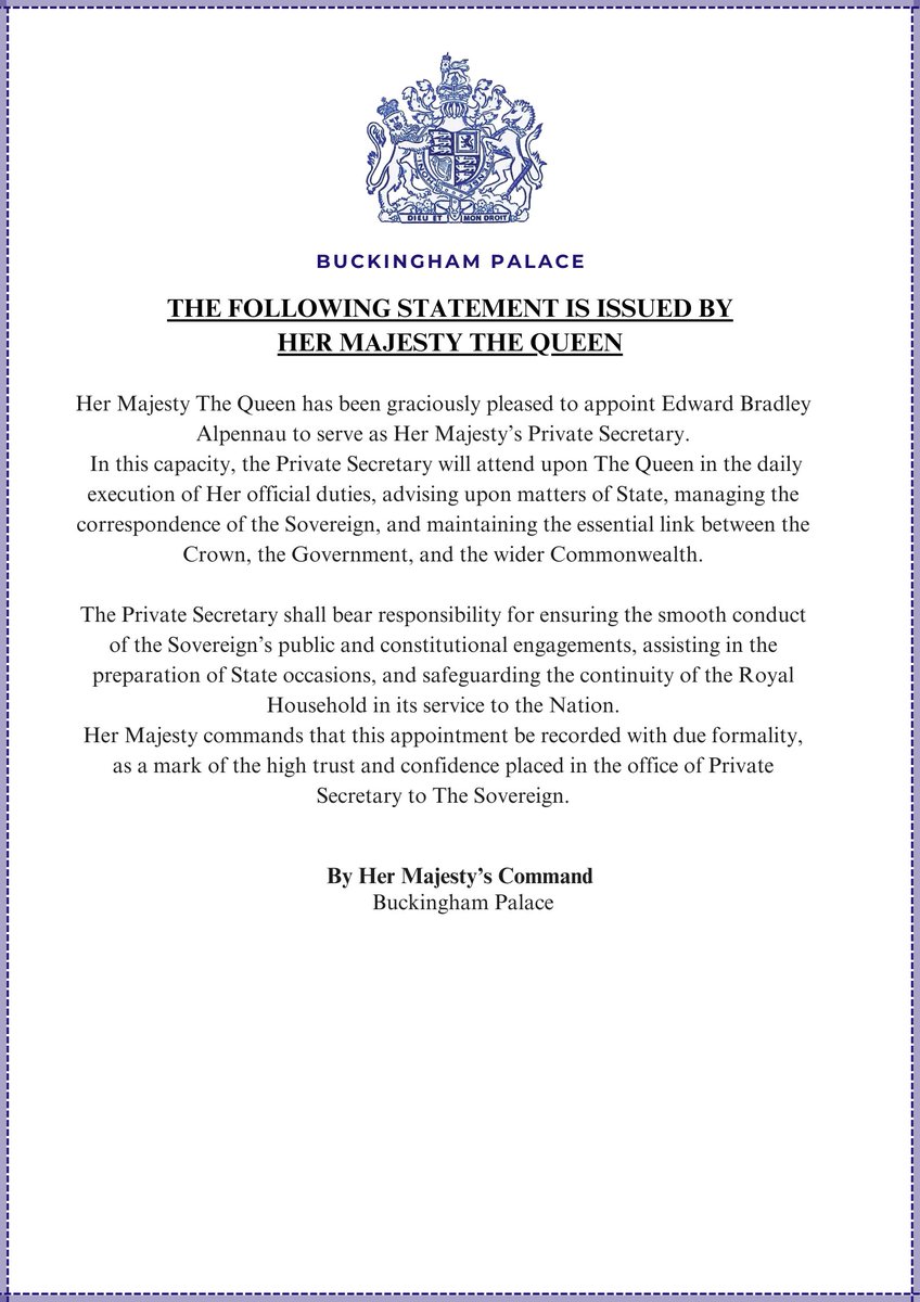 UKB_RoyalFamily's tweet photo. 👑| Statement Issued by Her Majesty the Queen. https://t.co/56Ze8xLTv7