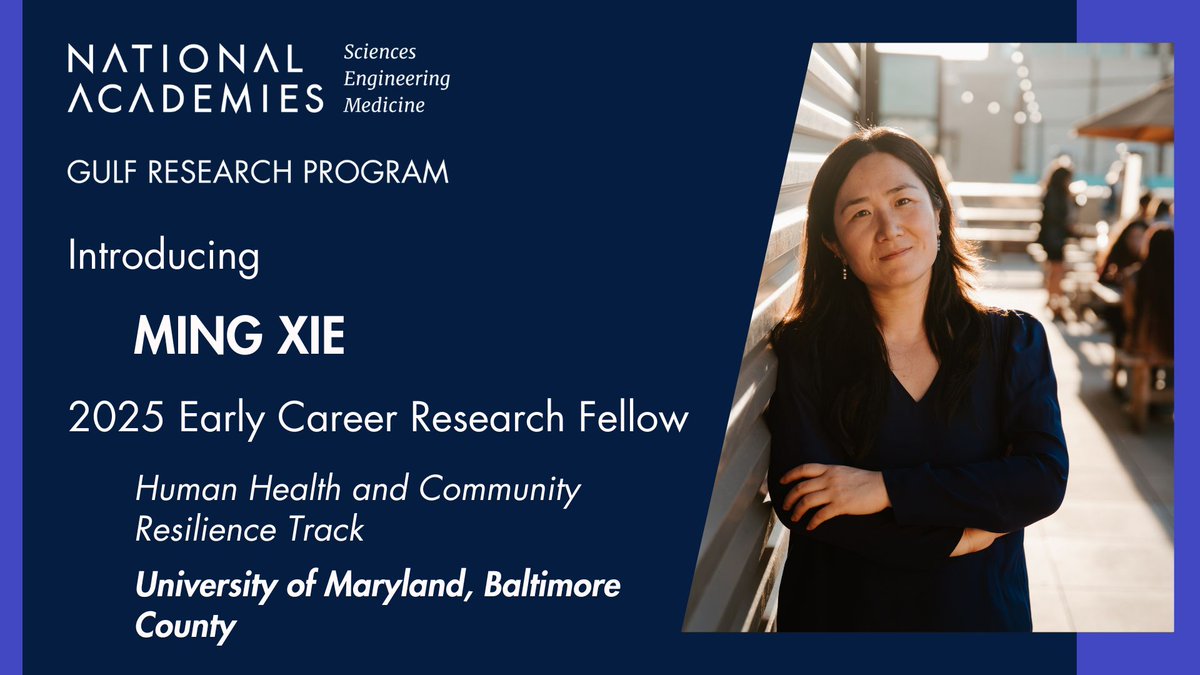 Welcome to our new Early Career Research Fellow on the Human Health and Community Resilience Track, Ming Xie! As Assistant Professor at UMBC, she studies disaster preparedness, crisis communication, and health equity in vulnerable communities. ow.ly/m65B50WZowj #GulfCoast