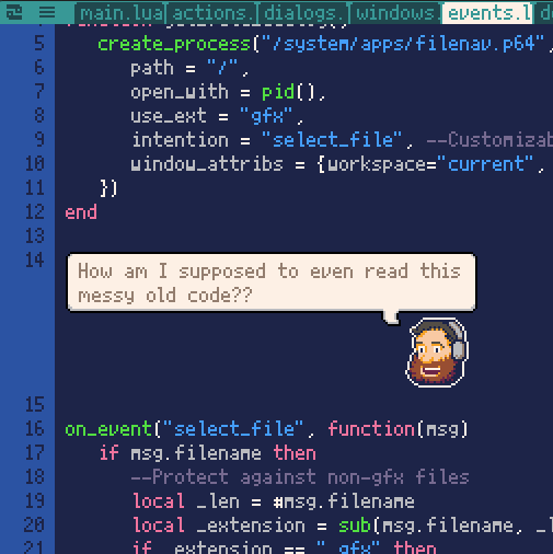 washburnello's tweet photo. #KeroComments is now live on the #Picotron BBS!

Now, go add silly comments to your code ❤️

https://t.co/njdC5LcqhH
#IndieGameDev #FunTools #MakeZepProud https://t.co/GPqpURdBpX
