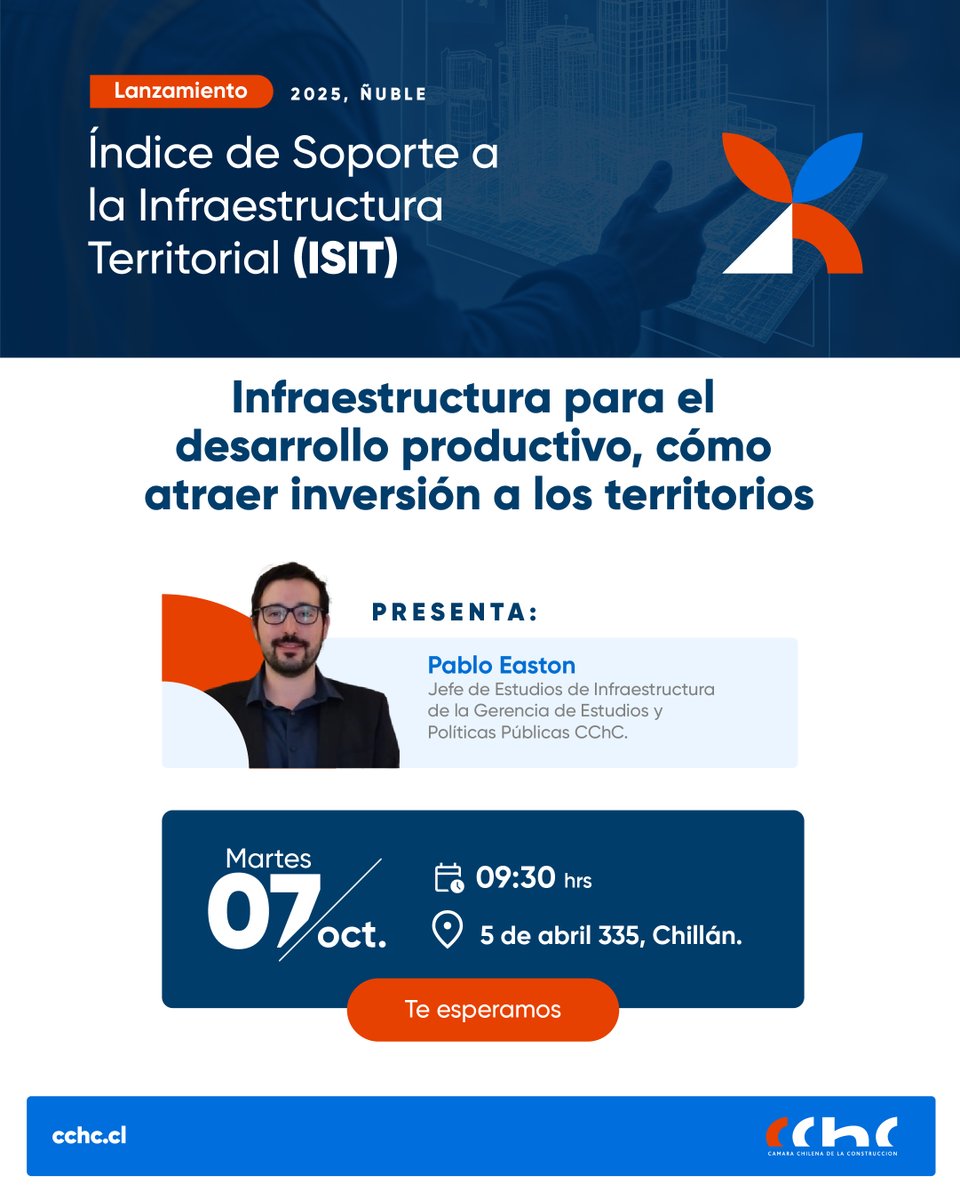 Te invitamos al lanzamiento regional del 𝑰𝑺𝑰𝑻 𝟐𝟎𝟐𝟓:
"Infraestructura para el desarrollo productivo, cómo atraer inversión a los territorios", 𝑐𝑜𝑛 𝑓𝑜𝑐𝑜 𝑒𝑛 𝑙𝑎 𝑡𝑟𝑎𝑛𝑠𝑚𝑖𝑠𝑖ó𝑛 𝑒𝑛𝑒𝑟𝑔é𝑡𝑖𝑐𝑎 ⚡🏗️
🔗 Inscríbete aquí:👇🏼
forms.gle/AMh7NGxK6m7SXB…