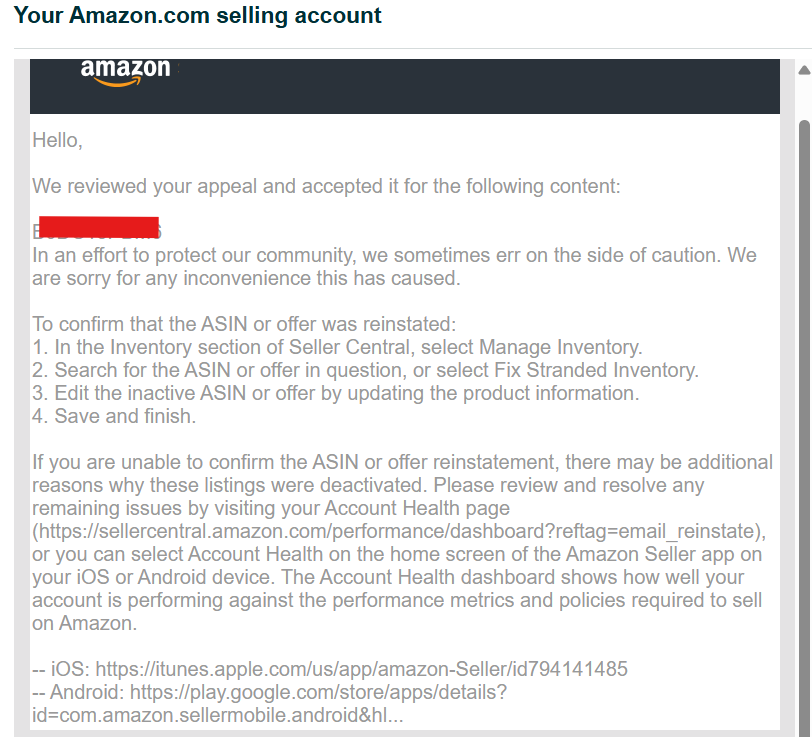 AMZNAppealHelp's tweet image. Amazon flagged our client’s ASIN as inauthentic and deactivated the listing.

They contacted us at reinstateamazonseller.com 
We built a strong appeal.
ASIN reinstated in days.

#AmazonSeller #ASINReinstated #FBAHelp #AmazonSuspension #ReinstateASIN #EcommerceSupport