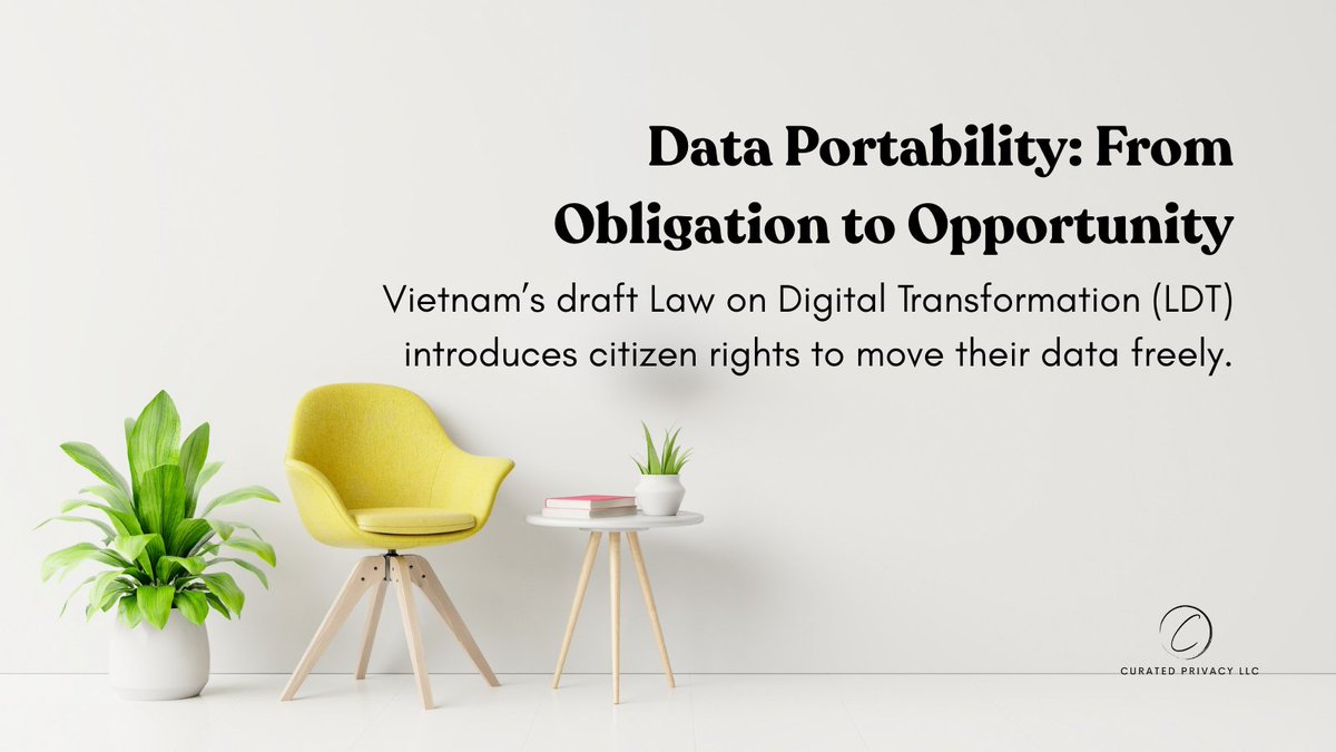 CuratedPrivacy's tweet image. The draft Law on Digital Transformation (LDT) grants citizens data portability rights, echoing the E.U. General Data Protection Regulation (GDPR).  Companies that prepare now gain trust + market edge. We help build secure frameworks. #DataPortability #PrivacyByDesign