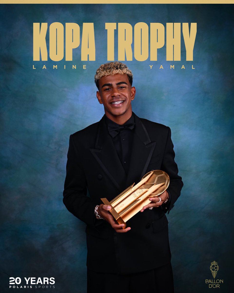 polarissports's tweet image. Lamine Yamal wins the 2025 Kopa Trophy 🏆
#BallonDor 

📸@ballondor