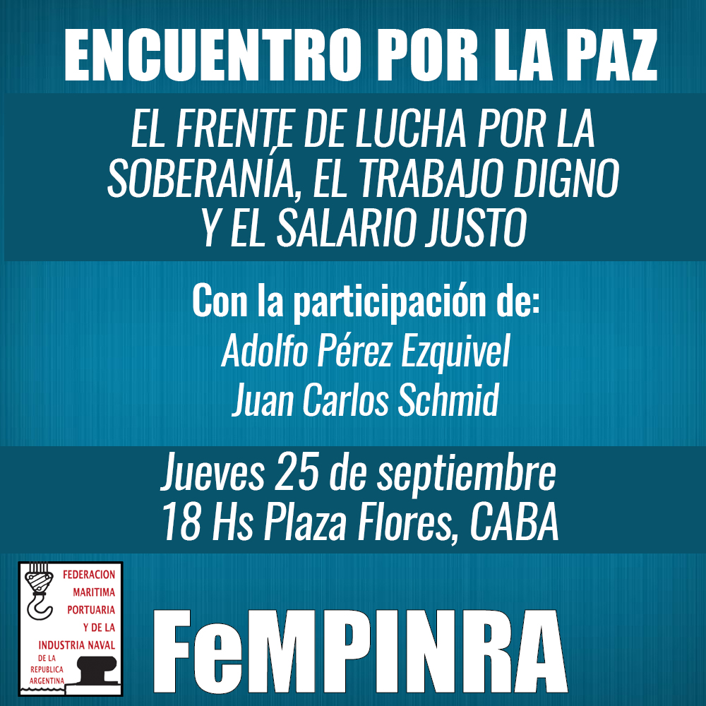 #FeMPINRATCOFICIAL El jueves 25 de septiembre los esperamos en la Plaza Flores a las 18 Hs en un "Encuentro por la Paz". Por favor concurrir con una vela o antorcha.