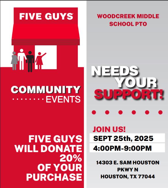 Spirit Night is this Thursday! Swing by Five Guys from 4-9pm and support WMS while enjoying a delicious burger and fries. Don’t miss it!