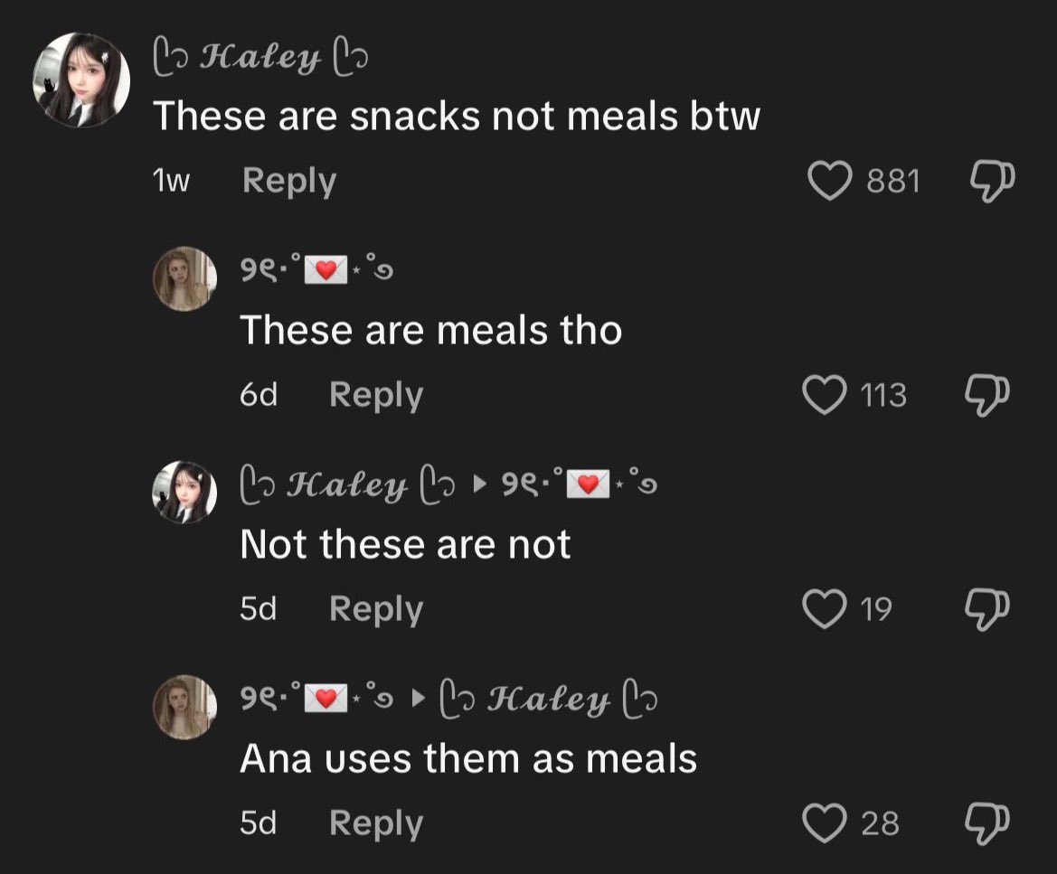 Ana uses them as meals…
But seriously this has to be one of my most depressing meals so far