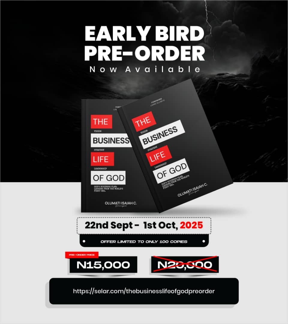 Mr_sharpman's tweet image. Early bird pre-order now open

The Business Life of God
Lessons from the world's first CEO.

selar.com/thebusinesslif…

Timeless Business Strategies from Genesis, Reframed for Today’s Boardroom business realities.

*What This Book Will Do For You*

*1. Reframe Your Leadership…