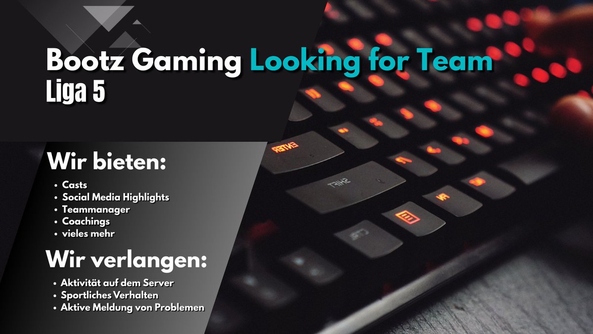 🚨Bootz Gaming sucht zwei PRM Teams für Liga 5!🚨

Gesucht: motiviertes Team mit avg. Elo ≥ Dia.

Interesse? Meldet euch bei uns!
Discord: kenshin3672

Gerne retweeten!
 #PrimeLeague #BootzGaming <a href="/lft_prm/">LFT PRM</a>