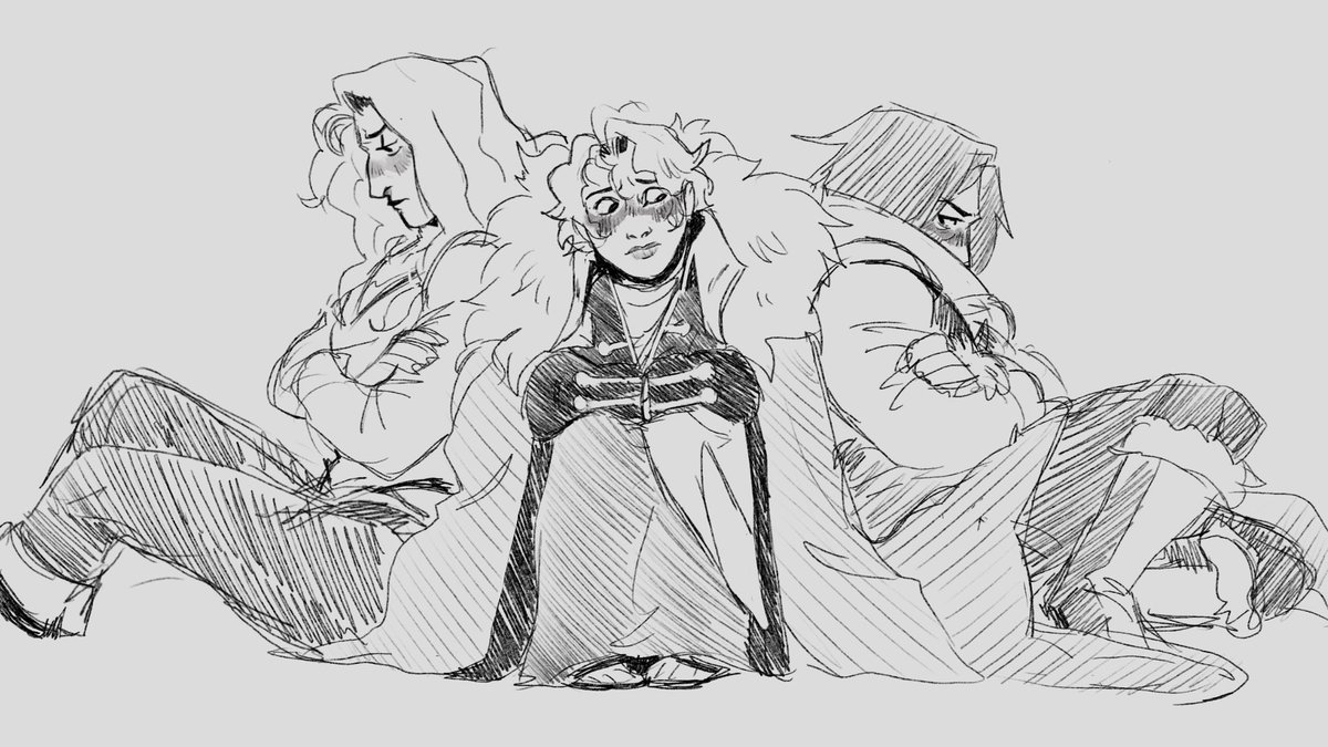 ilycard's tweet image. another forever wip for the pile but can you tell I like when they’re squabbling for her attention :) trephacard babeyyy
