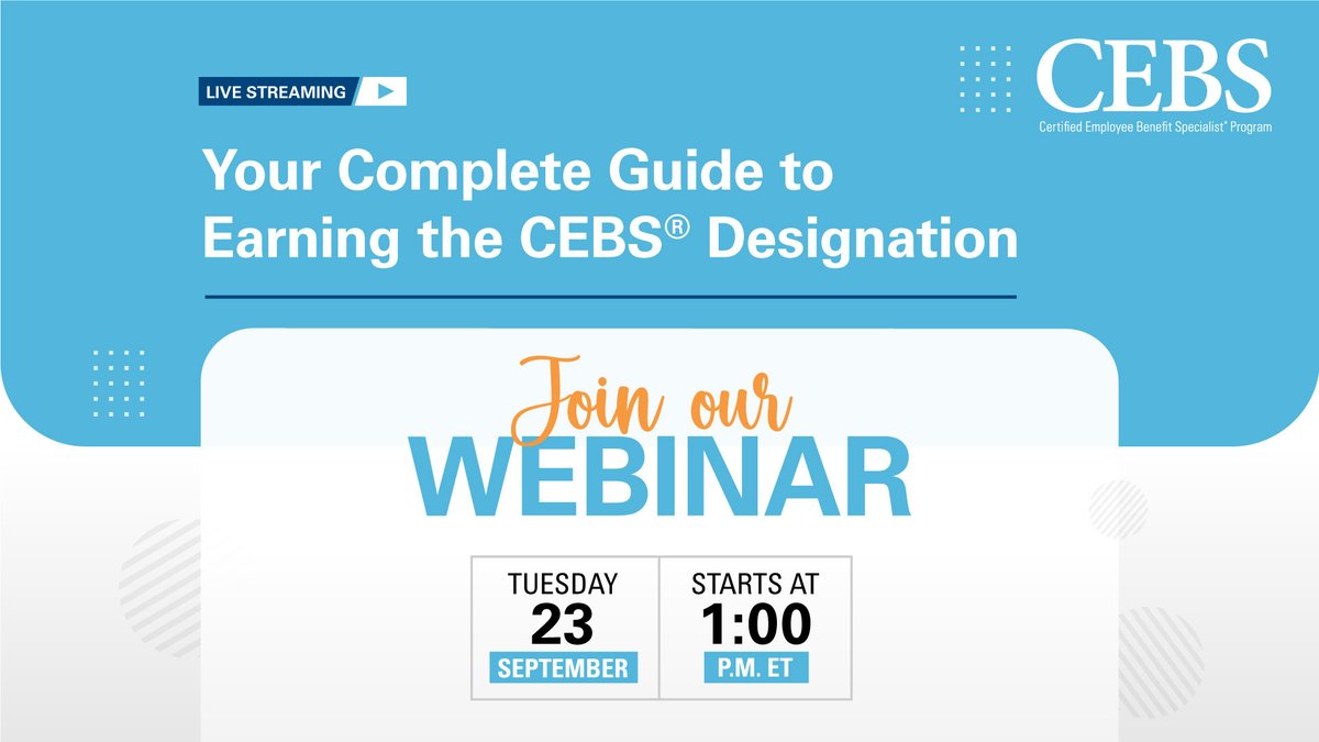 CEBSProgram's tweet image. Join us TODAY at 1:00 p.m. ET for a free info session on the Canadian CEBS program &amp;gt;&amp;gt; ifebp.org/cebs/home/earn…