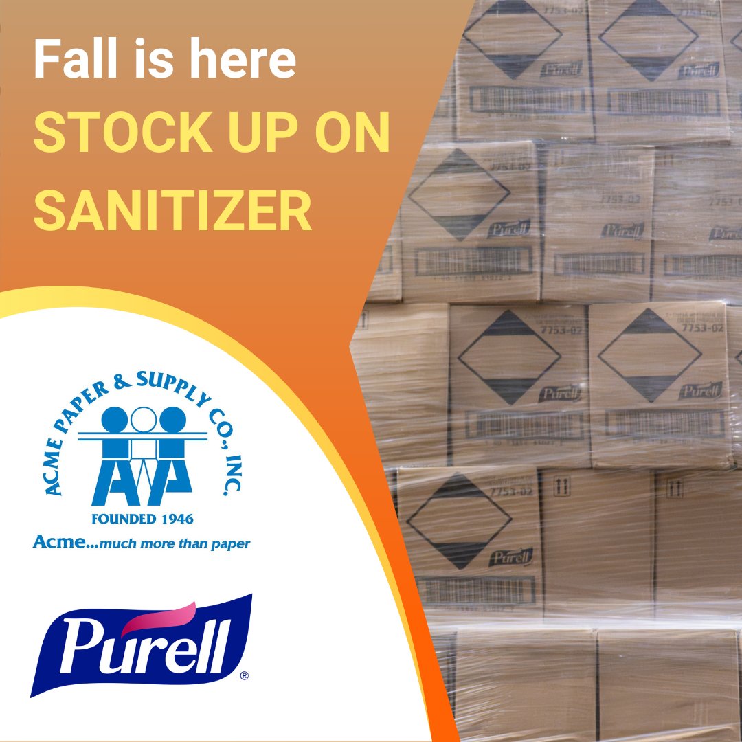 acmepaper's tweet image. Fall is here! As we head back indoors, hand sanitizer becomes essential. Acme Paper is stocked with bulk Purell - ready to ship with competitive pricing & fast delivery. Don't let the busy season catch you unprepared!
#FallPrep #Purell #BulkSupplies #AcmePaper