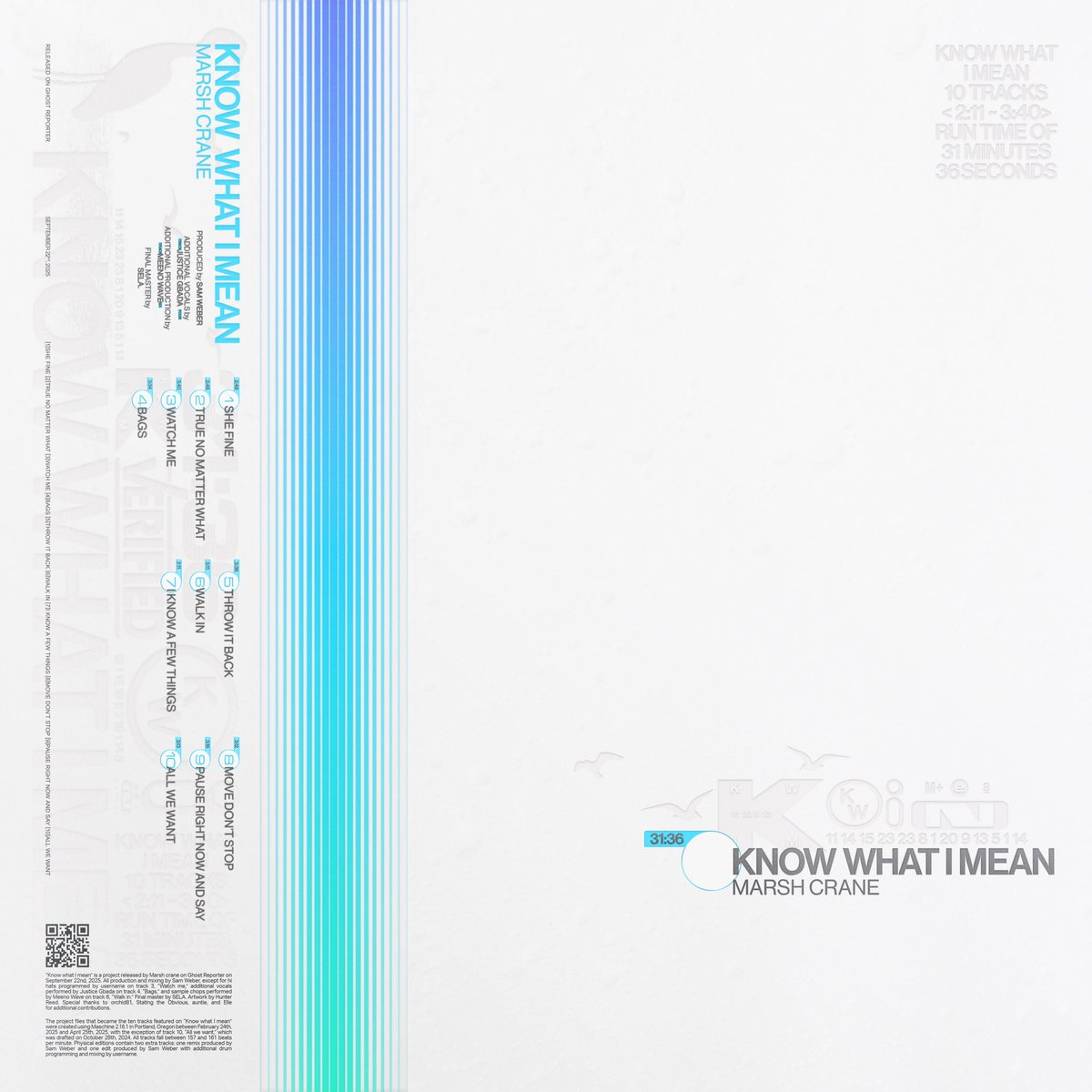 “Know what I mean” is out now on Ghost Reporter

Find it everywhere. Cassettes available  on the Ghost Reporter bandcamp and contain two bonus tracks

Honored to work with the legend SELA. 

ft <a href="/jjalienog/">jjalienog</a> <a href="/meenowave/">Meeno wave</a> 
Mastered by SELA. 
Art by Hunter Reed

ghostreporter.bandcamp.com