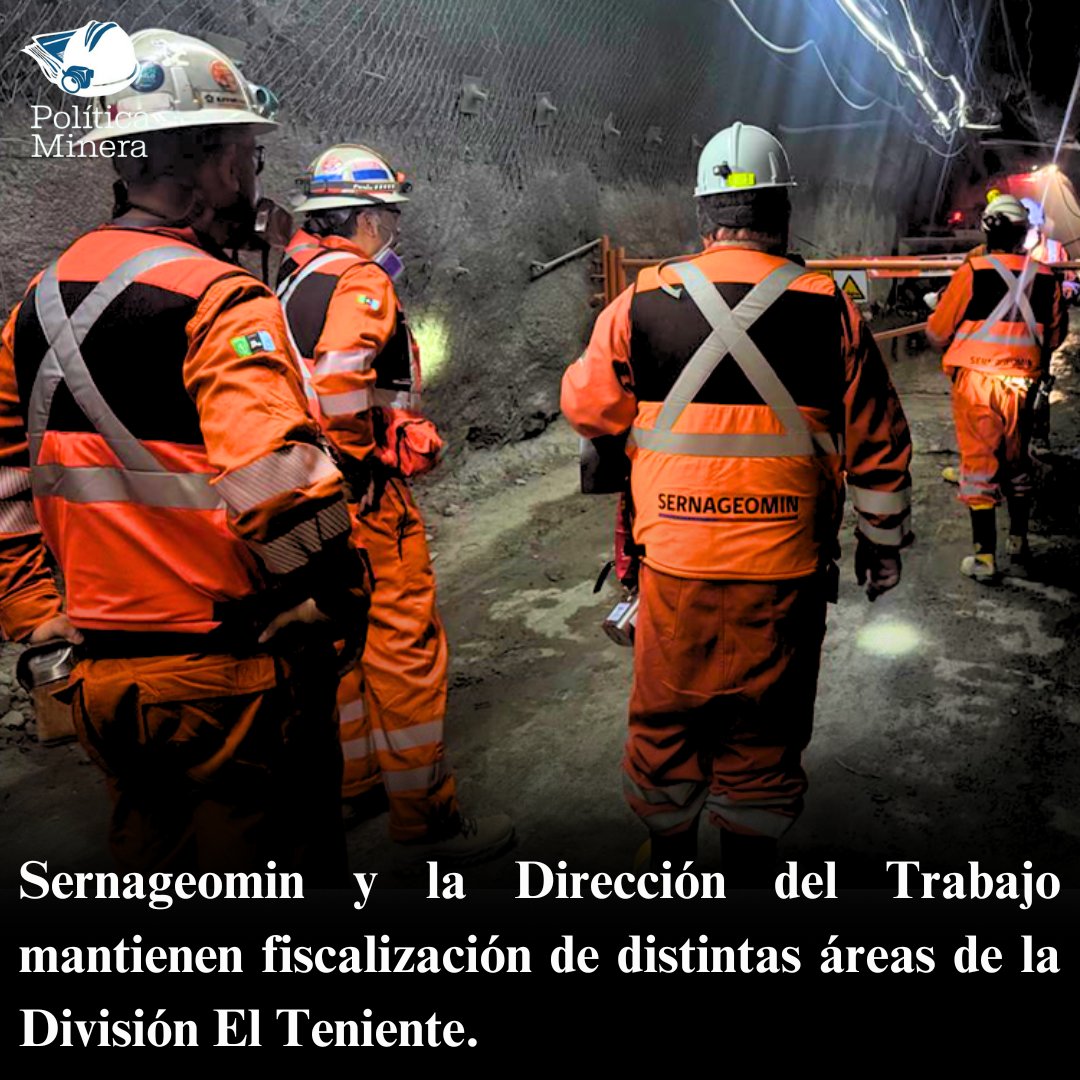 Sernageomin y la Dirección del Trabajo mantienen fiscalización de distintas áreas de la División El Teniente. ⛏️🚨🇨🇱

#minería #chile #mining  #codelco 

Más información en:
politicaminera.com/post/sernageom…