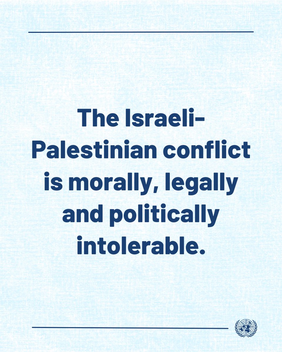 The Israeli-Palestinian conflict is morally, legally &amp; politically intolerable.

The nightmare must stop.

Today, I called on world leaders to do all they can to ensure the Two-State solution prevails, for the people of Israel, Palestine &amp; all humanity.
