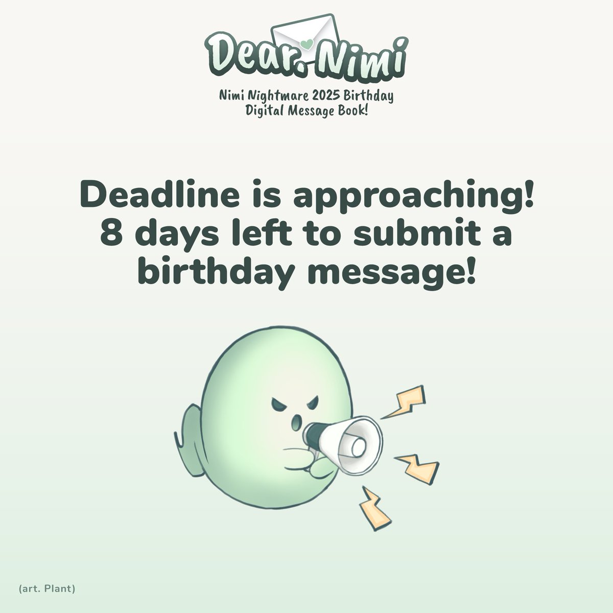NaplingProject's tweet image. ใ ~8 days left until deadline ใ
Happy first day of Autumn Naplings ๐
Do not procrastinate and make sure to submit your birthday message soon!